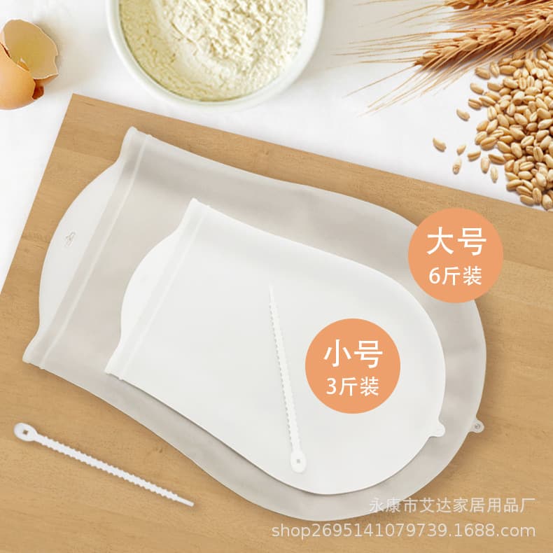 Food-grade silicone dough kneading and proofing bag with 6lb/3lb capacity and ties, supports dropshipping for kitchen baking