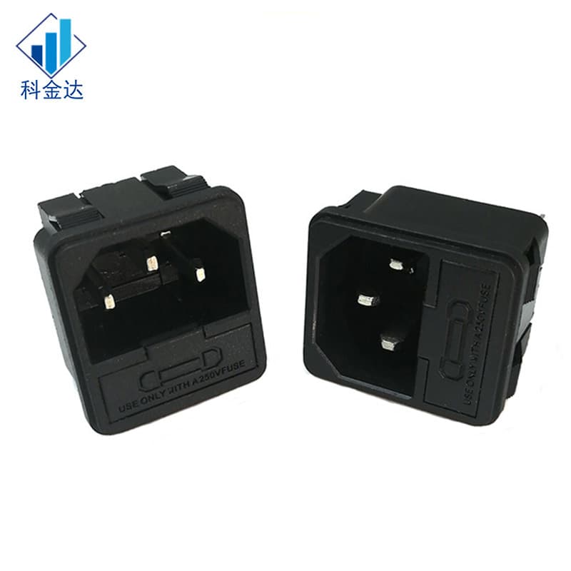 AC Power Socket AC-02 Dual-Purpose with Fuse, Figure-8 Socket, Card-Type Male Connector, AC02 Power Socket