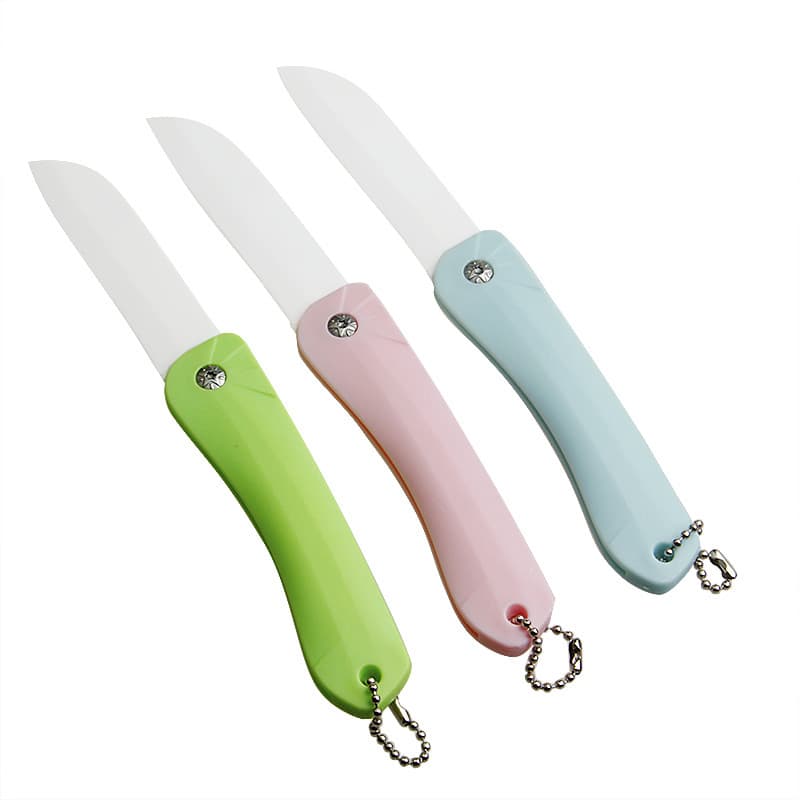 Folding Ceramic Knife, Peeler for Fruits and Melons, Foldable Fruit Knife with Ceramic Peeler, Ceramic Fruit Knife