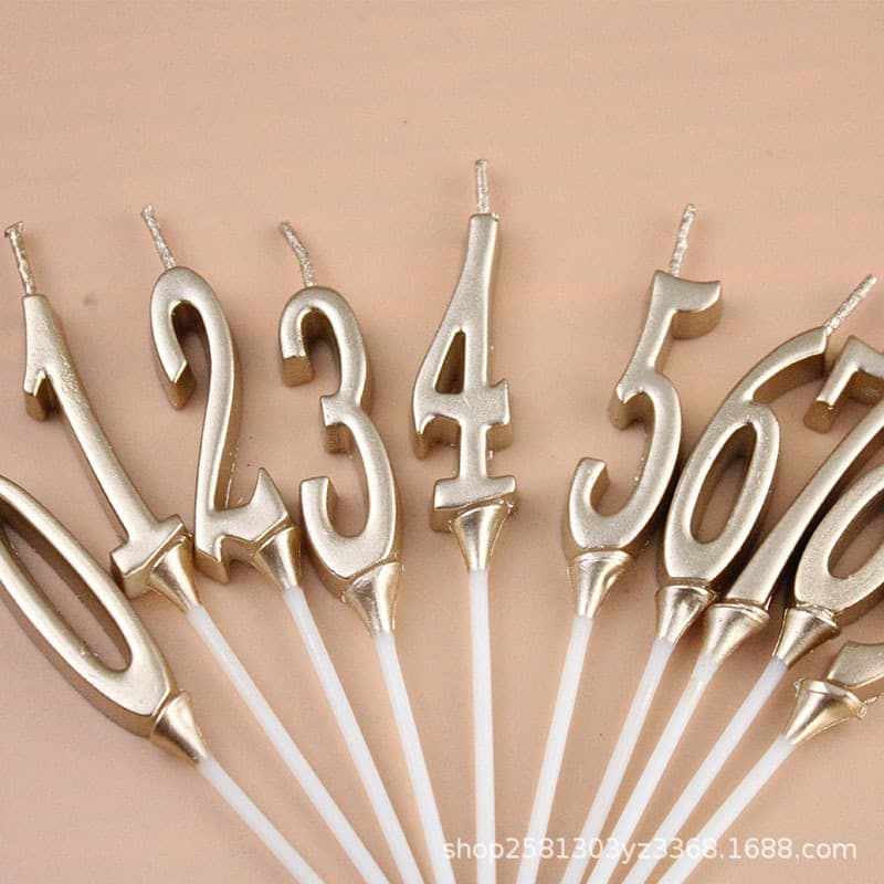 Wholesale new champagne color mini digital candles. Randomly select 0-9 digital candle decoration supplies.