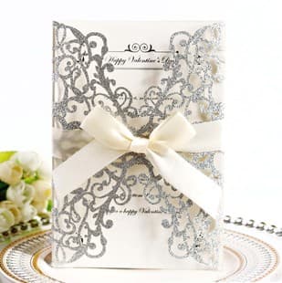 Cross-Border Export Amazon Glitter Paper Powder Wedding Invitation Card, Laser Cut Laser-Cut Invitation, Wholesale Stock