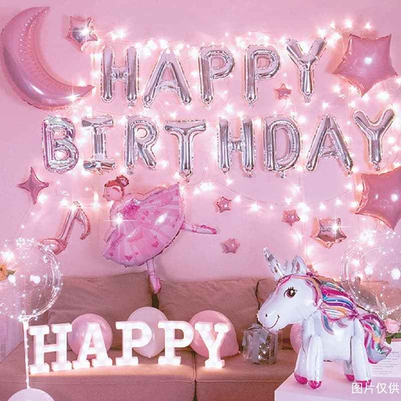 Trendy Birthday Decoration Scene Setup Aluminum Foil Balloon Set for Boys and Girls Kids Birthday Theme Balloon Background Wall