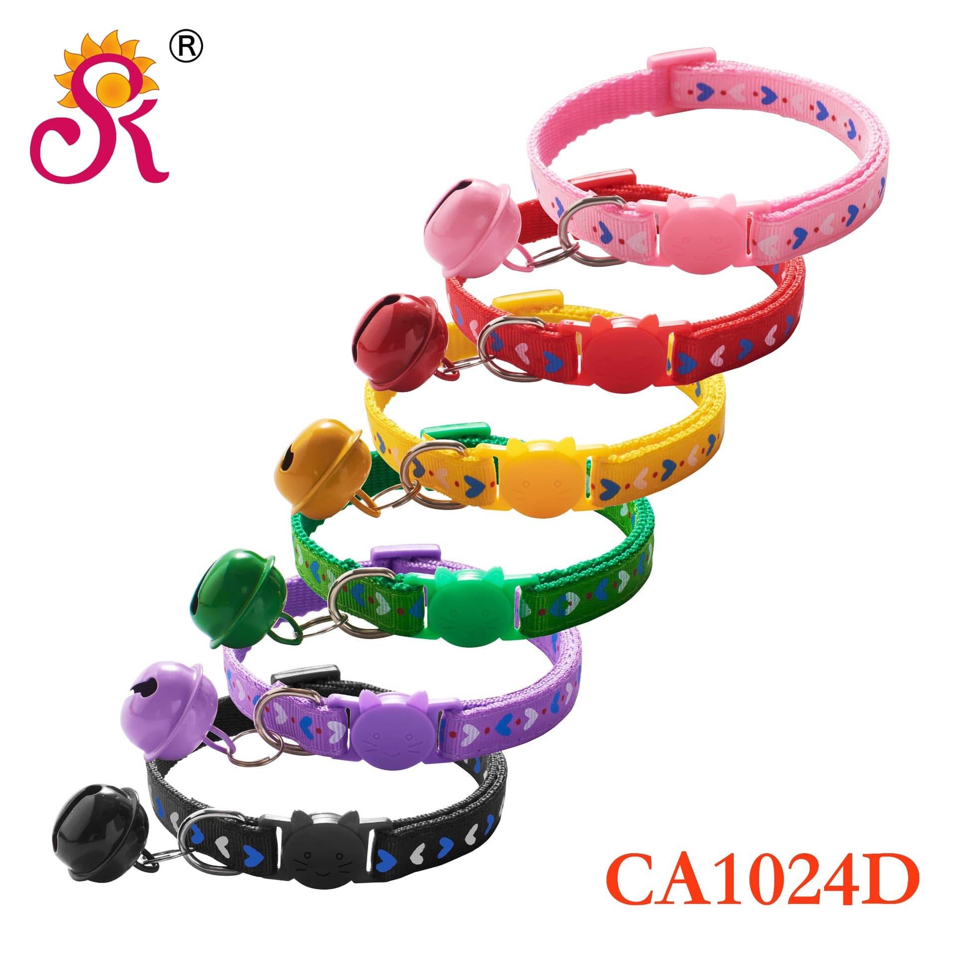 1.0 Red Dot Heart Large Bell Cat Collar Cat Head Safety Buckle Collar Pet Cat Dog Collar Large Stock