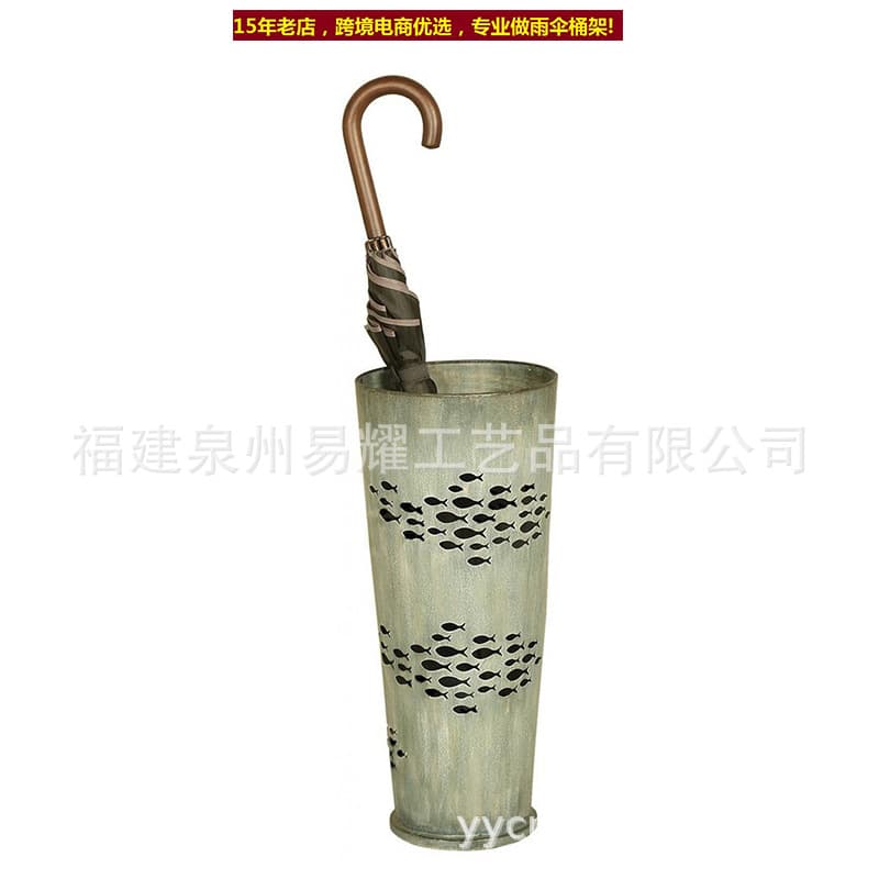 Retro creative round umbrella holder for home, bank, office, and hotel lobby, foldable umbrella storage bucket