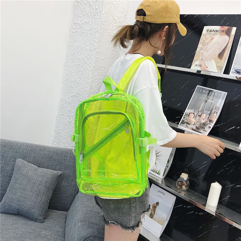Korean Style Plastic Candy Color Bag Fluorescent Bag Jelly Unisex Student Backpack Double Shoulder Bag Spring Summer Bag Street Trend
