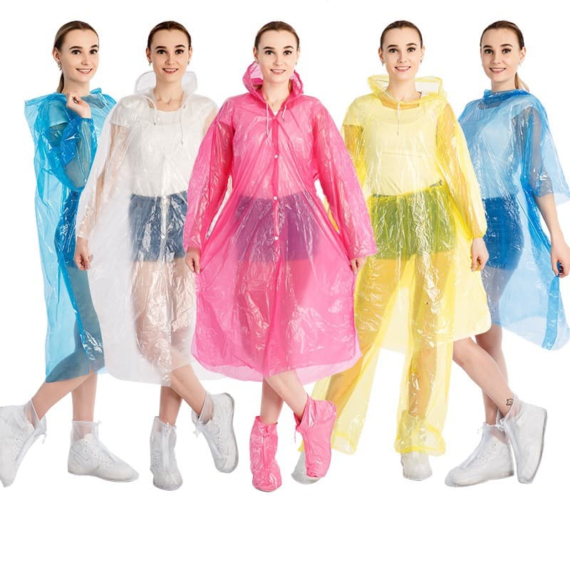 Disposable Raincoat Thickened Adult Factory Direct Sales Student Scenic Spot Rafting Outdoor Portable Rain Poncho Transparent Wholesale