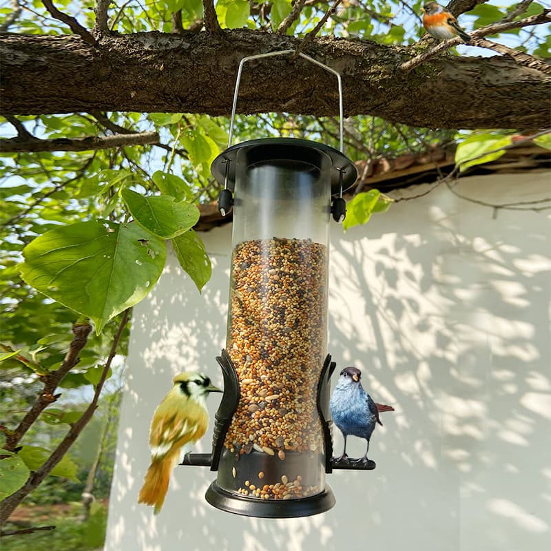 Outdoor Automatic Bird Feeder Metal Hanging Design PVC Plastic Wholesale Specialized Bird Feeder for Feeding Wild Birds