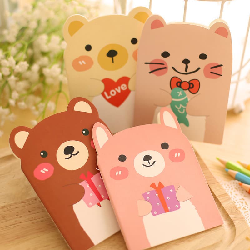 Korean Creative Stationery Cute Bear Notebook Small Animal Memo Pad Cartoon Pocket Notebook Elementary School Student Prize Stationery