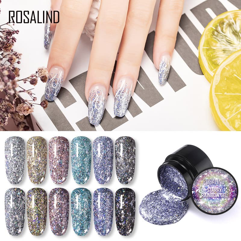 Rosalind Flash Star Glitter Gel 5ML Iridescent Neon Nail Gel UV Gel Nail Polish