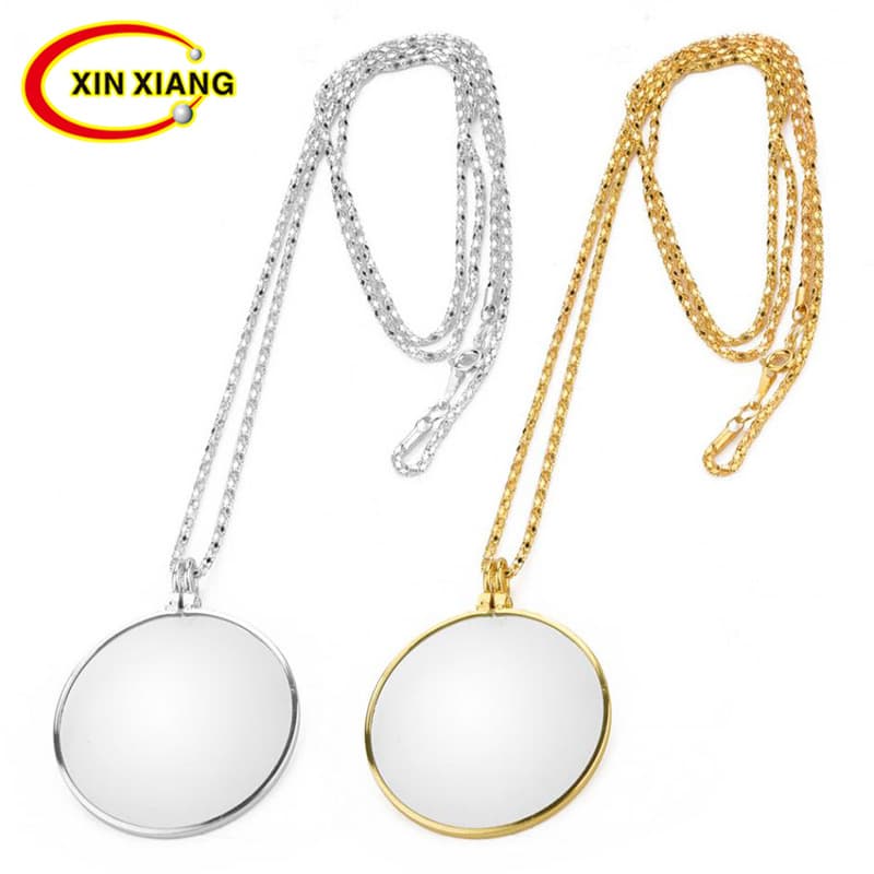 Full Metal Pendant Necklace Magnifying Glass Glass Mirror Piece Exquisite Chain Expansion Small Gift