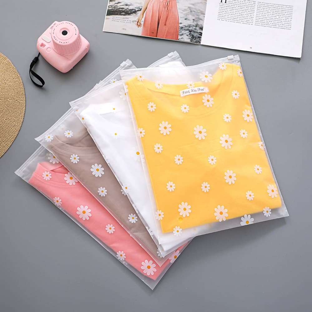 Daisy frosted bag clothing zipper bag travel storage bag clothing packaging bag yellow chrysanthemum plastic eva packaging bag