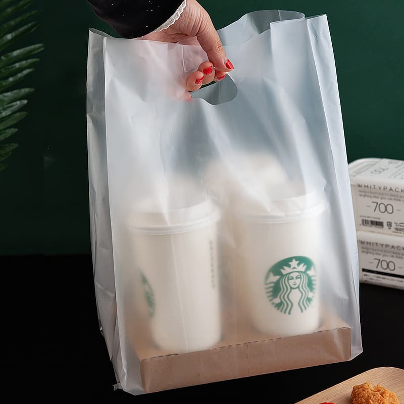 Transparent Frosted Milk Tea Packing Bag Beverage Cup Bag Single Cup Double Cup Bag Thickened Coffee Juice Packing Bag Handbag