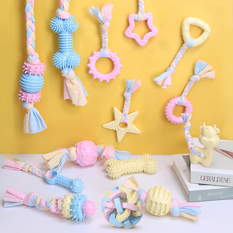 Dog Pet Cotton Toy Tug Rope Teeth Cleaning Tpr Chew Toy Durable Interactive Play For Small Medium Large Dogs