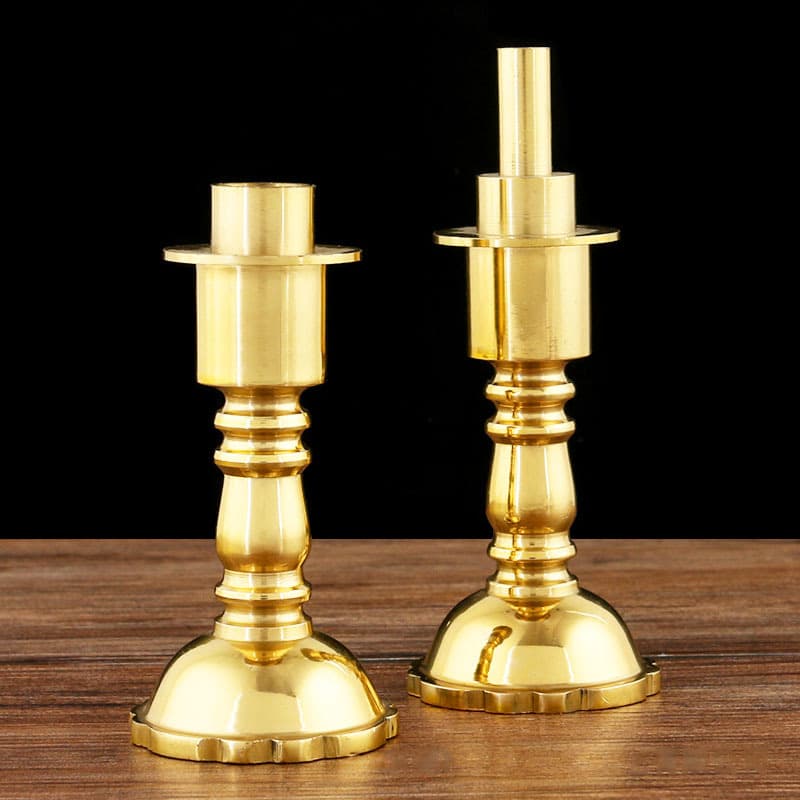 Temple and Opening Dual-Purpose Candle Holder with Bamboo Wick Candle Base, Buddhist Altar Candle Stand, Ghee Candle Holder, Temple Brass Candle Base