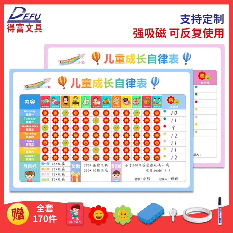Children's Growth Self-Discipline Chart, Good Habit Formation Reward, Life Record, Student Whiteboard Plan Wall Chart, Factory Wholesale