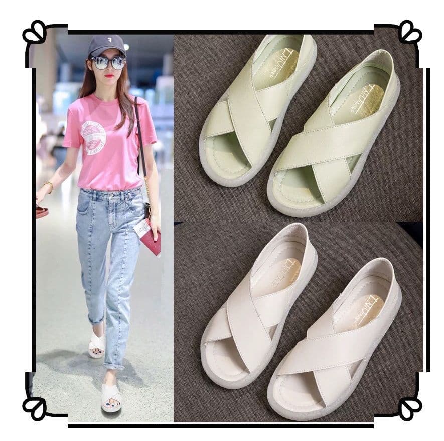 Genuine Leather Sandals 2025 Summer Casual Flat Pregnant Women's Outdoor Slippers Large Size Comfortable Cool