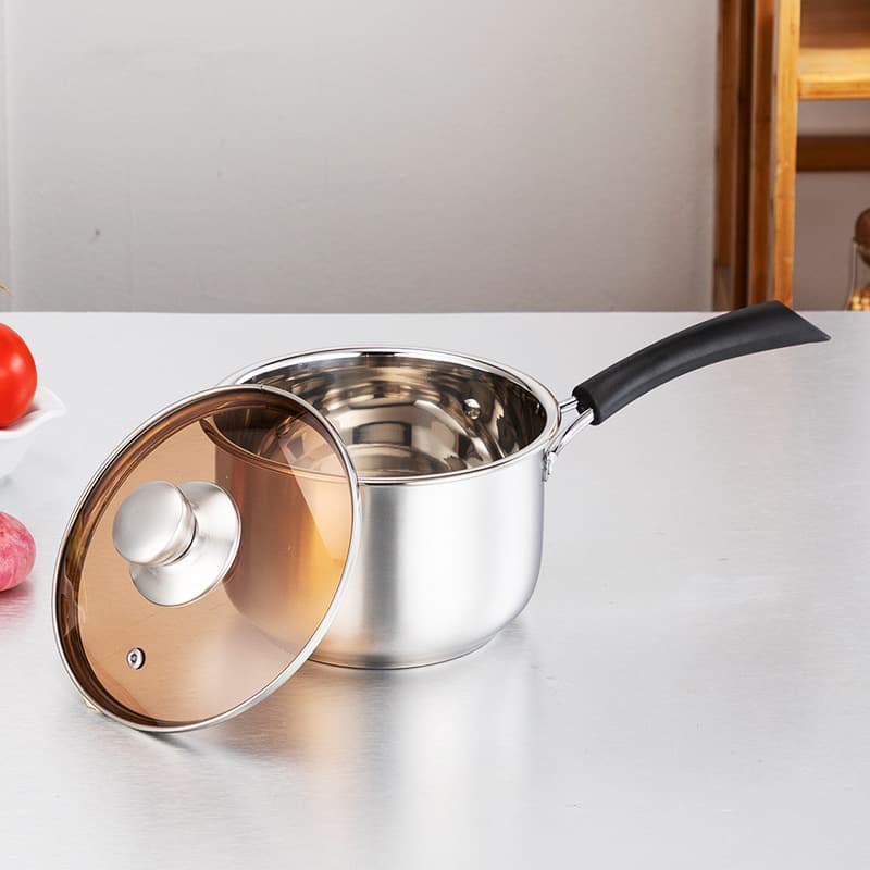 Extra Thick Composite Steel Stainless Steel Milk Pot Soup Pot Home Use Bakelite Heat-resistant Single/Double Handle Cookware Gift Wholesale TikTok