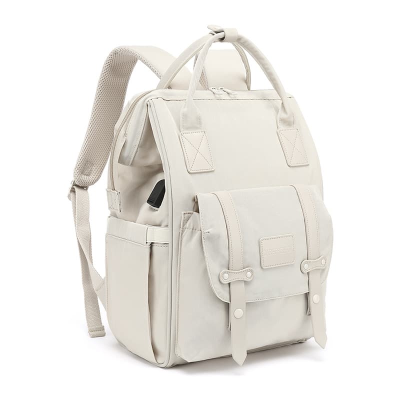 Multi-Functional USB Mother Baby Bag Polyester Waterproof Wear-Resistant Shoulder Bag Backpack Macaron Color Pure Color Home Storage