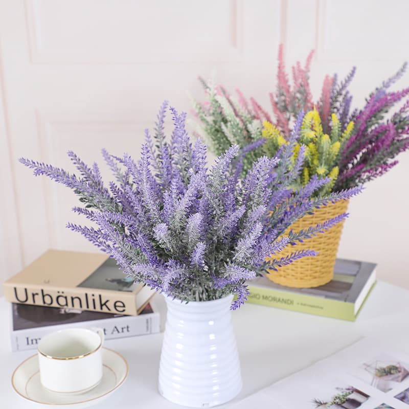 5-Branch Velvet Wheat, Lavender Simulation for Home Decor, Flocked Artificial Plants, and Bouquet Wholesale