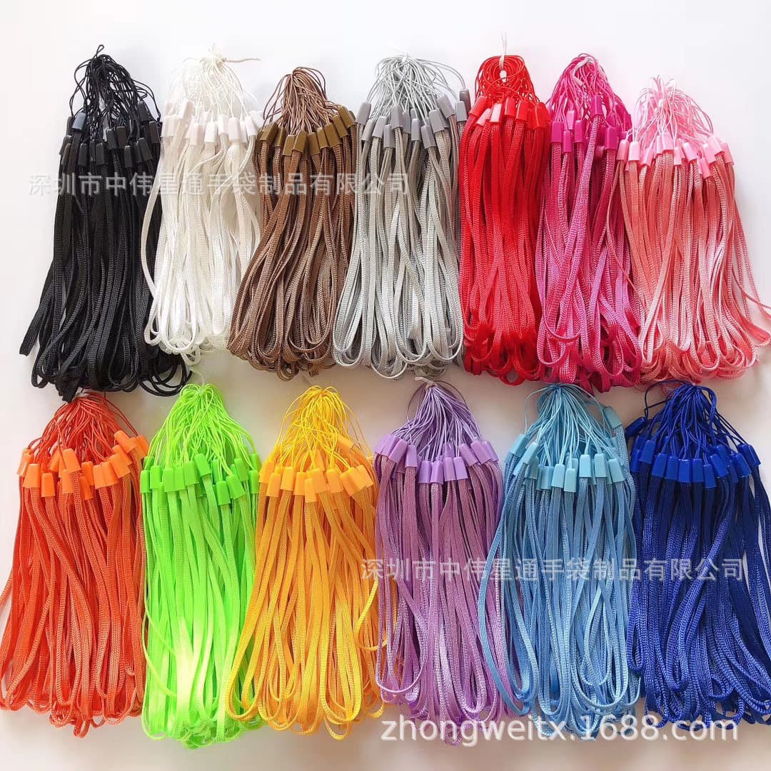 Manufacturer supply twelve colors ready stock pinecone cord handheld fan lanyard radio lanyard selfie stick hanging rope.