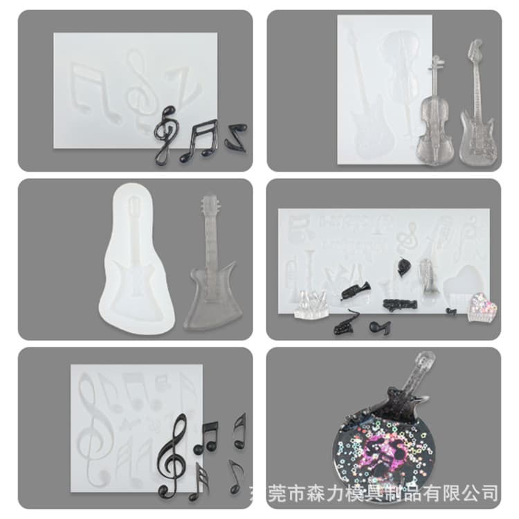 Wow note crystal glue mold diy handmade decorative ornaments violin guitar high mirror silicone mold
