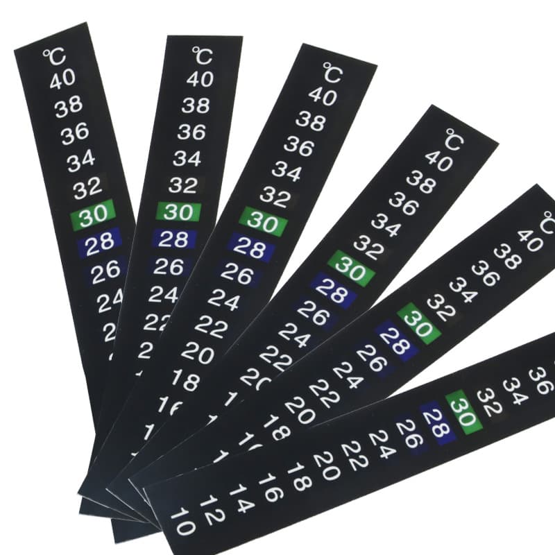 Liquid Crystal Aquarium Thermometer Sticker Strip for Fish Tank, 10-40°C, Liquid Crystal Temperature Sensing Color-Changing Sticker