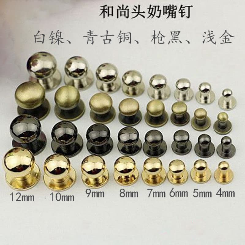 Discounted direct sales of zinc alloy monk head nipple studs, bag and leather hardware accessories screws, DIY handmade wholesale prices
