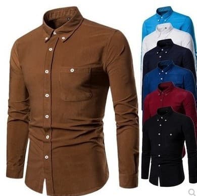 Men's Slim Fit Long Sleeve Casual White Shirt