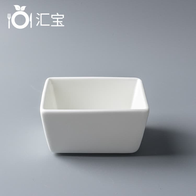 4-inch Ceramic Rectangular Sugar Bowl for Cafes, Hotels, Creative Restaurant Supplies with Logo Decal, Home Use