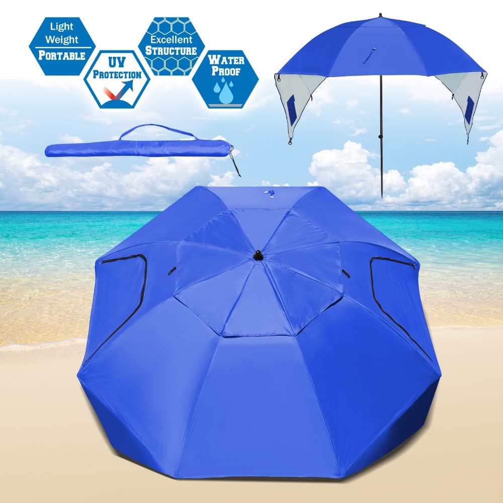 Cross-Border Portable Multi-Function Beach Sun Shade Umbrella Outdoor Silver-Coated Sun Protection Sun Umbrella Large Fishing Umbrella 2.4m