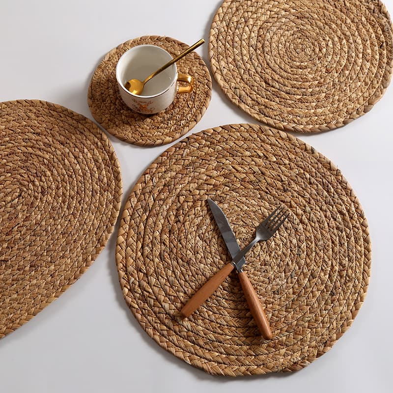 Japanese Natural Woven Pot Mat Heat Insulation Cup Mat Bowl Mat Home Kitchen Placemat Handmade Gourd Grass Western Dining Mat