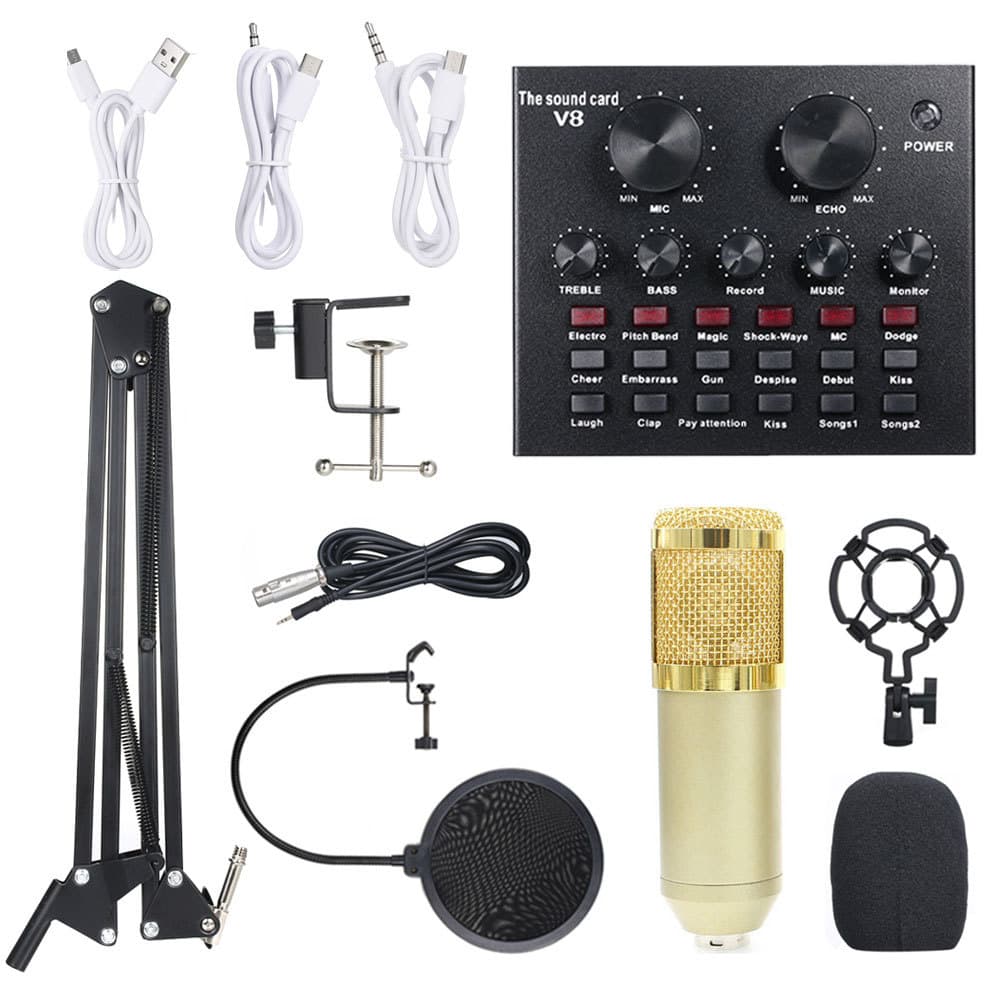 BM-800 Mobile Phone Computer Network Karaoke Microphone V8 Sound Card NB35 Anti-Spray Net Mike E Wind Bracket Set