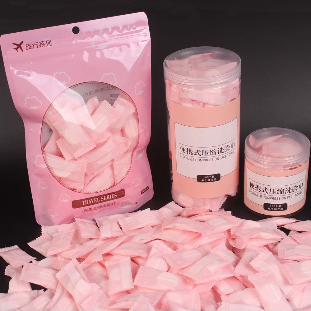 Candy-colored towels, disposable compressed towels, pure cotton for travel portable face washing, beauty cleansing cloths, drop shipping available.