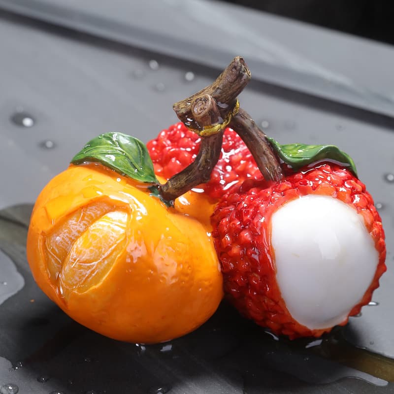 Douyin Same Style Color-Changing Lychee Tea Pet Fruit Creative Tea Table Ornament Maintainable Personality Tea Fun Tea Ceremony Accessory