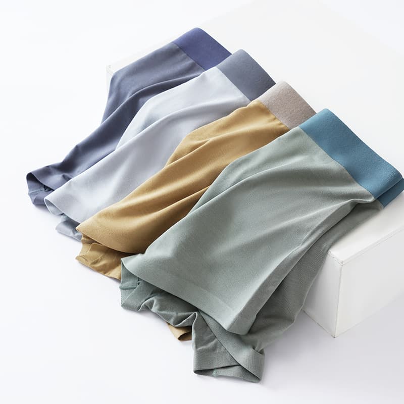 Slim Seamless Modal Men's Boxer Briefs Mid-Rise Antibacterial Crotch Breathable Four-Corner Underwear Summer Wholesale