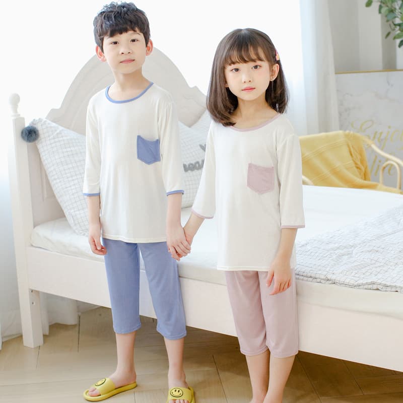 Summer Kids Air Conditioning Pajamas Moer Children's Sleepwear Thin Boys and Girls Homewear Home Set