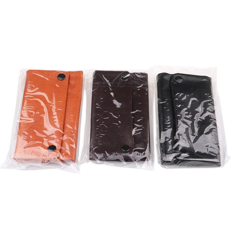 Simple Roll-Up Pouch Tobacco Bag Three-Fold with Hidden Snap PU Tobacco Storage Pouch
