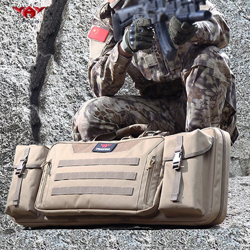 Yakeda Outdoor Military Hunting CS Tactical Gun Bag, Waterproof Three-Layer Large Fishing Rod Bag, Camouflage Fishing Bag