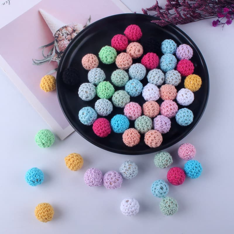 16mm Wooden Cotton Thread Crochet Yarn Balls, Foreign Trade DIY Jewelry Accessories Beads Cotton Balls, AliExpress Amazon