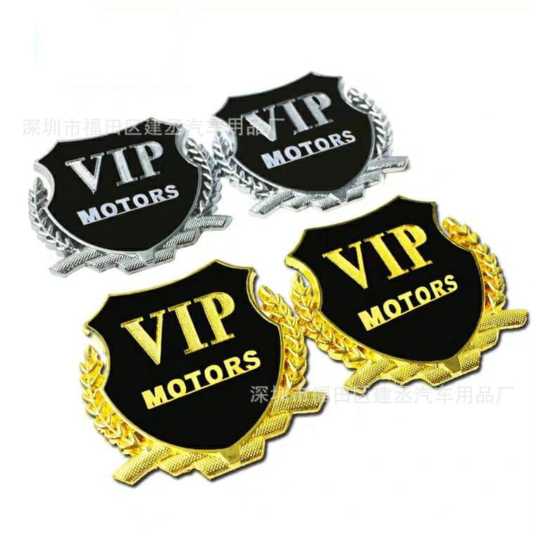 Car Metal 3D VIP Emblem Sticker, Modified Car Badge, Decorative Wheat Side Emblem, Pair