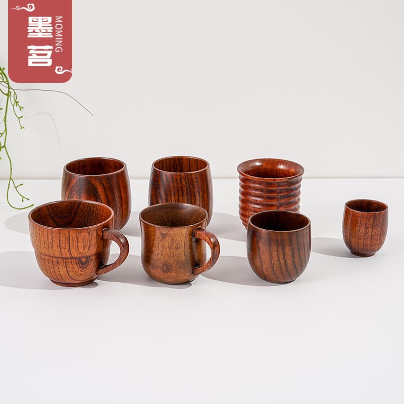 Japanese-style sour jujube wood belly cup, creative restaurant tea cup, wooden cup, customizable with logo, wholesale