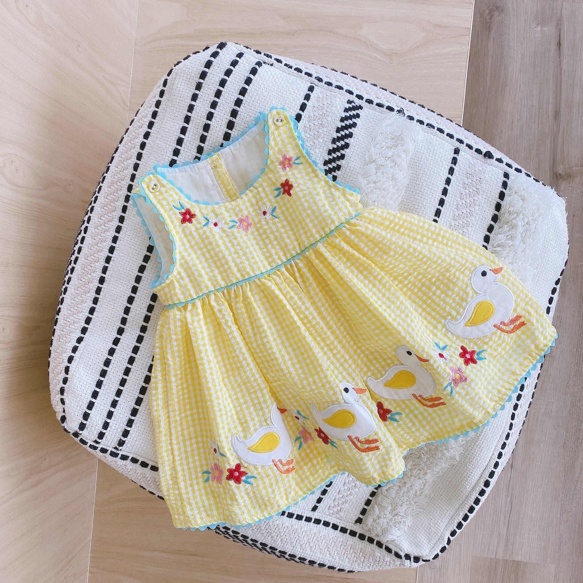 Girls' Embroidered Vest Dress 0-6 Years Summer Baby Cute Duck Print Dress Girls Princess Dress Trendy EQ029