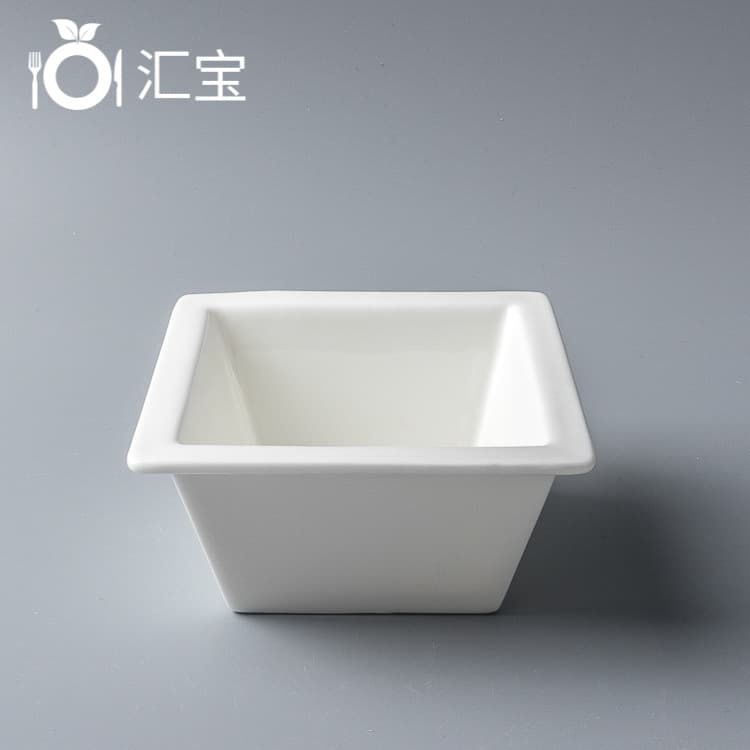 Ceramic Melamine Square Tureen 4-inch, Restaurant KTV Condiment Bowl, Snack Bowl, Sweet Soup Bowl, Custom Logo with Fired Pattern
