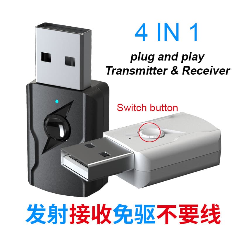 New 5.3 Bluetooth Transmitter AUX Receiver USB Bluetooth Adapter Dual Output Computer Audio Adapter