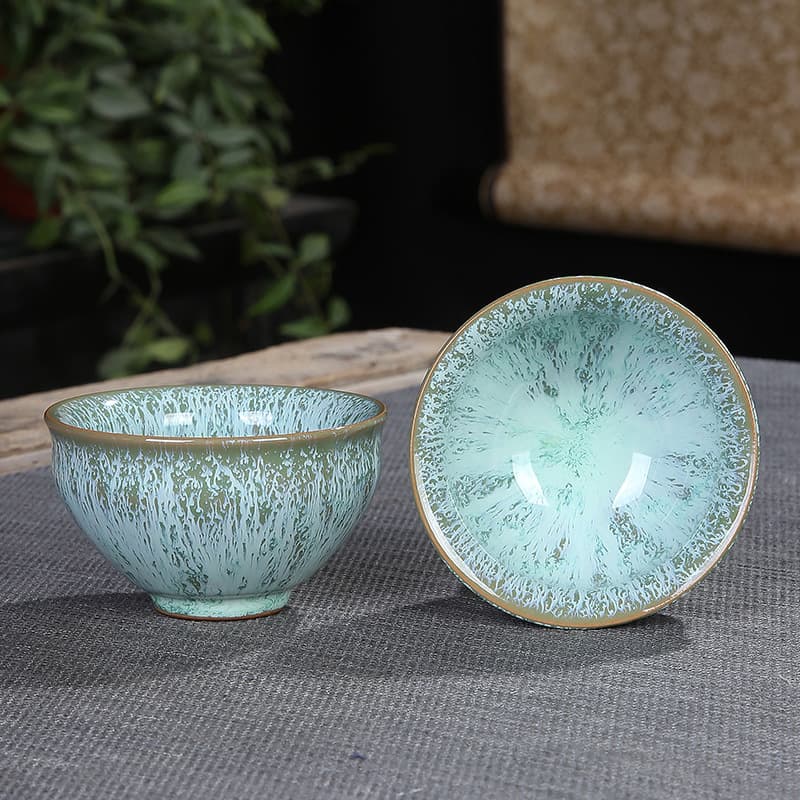 Kiln-Changed Single Cup Jian Zhan Tea Cup Ceramic Tea Cup with Drawn Glaze Tasting Cup Host Cup Kung Fu Tea Set Business Gift