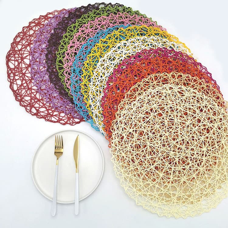 Modern Simple Thin Paper Rope Place Mat Round Woven Table Heat Insulation Mat Paper Rope Decorative Mat Table Mat Coaster