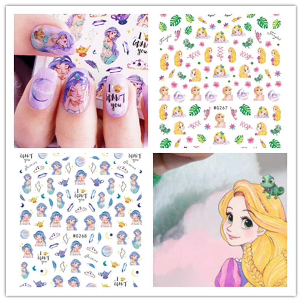 Girl Princess Nail Art Decal Nail Art Jewelry Back Glue Girl Princess Nail Art Decal WG266-296