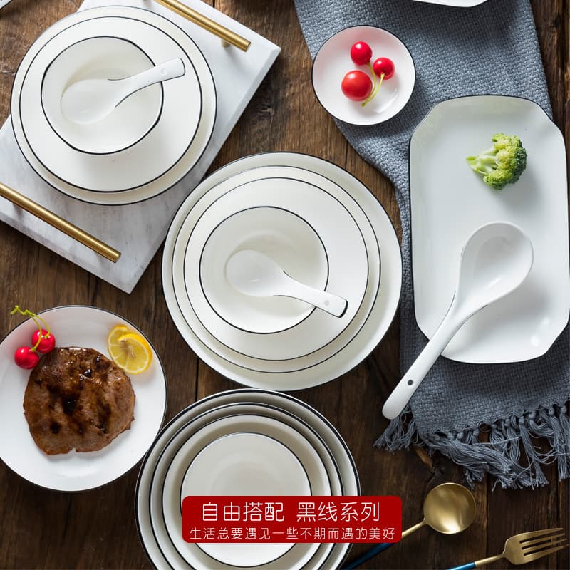 Jingdezhen Ceramic Tableware Set Plates Bowls Dishes Home Use Eating Bowl Gift Manufacturer Wholesale