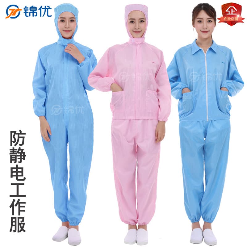 Manufacturer's hooded two-piece cleanroom suits, full-body anti-static protective clothing