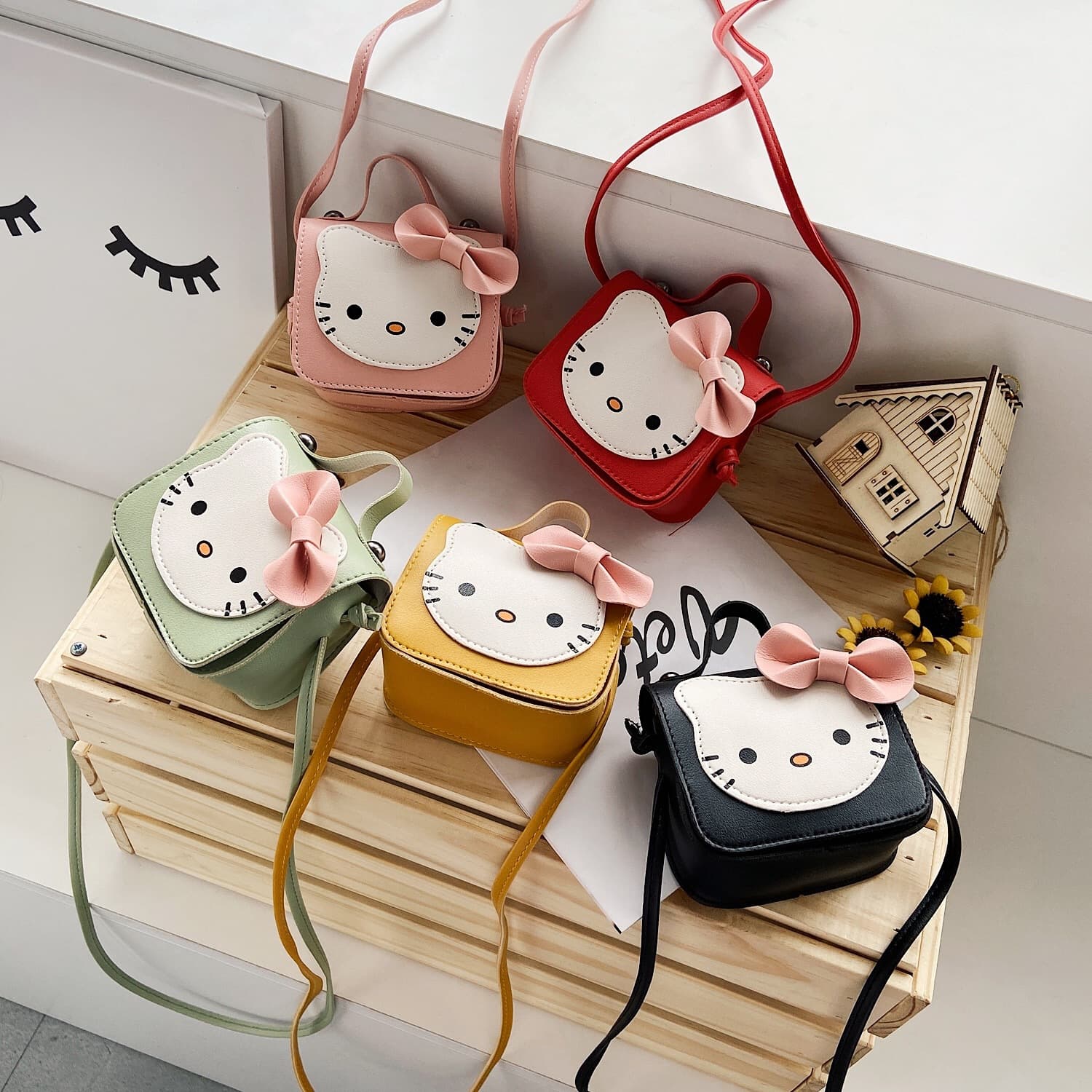 2024 New Korean Style Cute Cat Children's Backpack Mini Crossbody Shoulder Bag Decorative Coin Bag Trendy